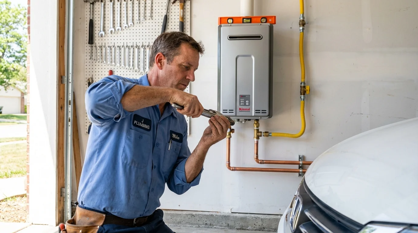 Tankless water heater installation by a Johns Plumbing LLC plumber in Amelia
